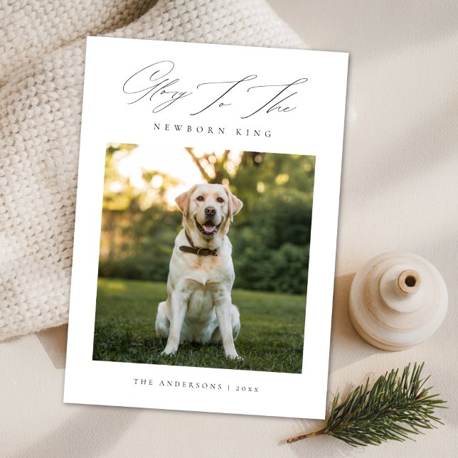Cartes Pour Fêtes Annuelles Gloire au nouveau-né roi chien photo Noël (Créateur téléchargé)