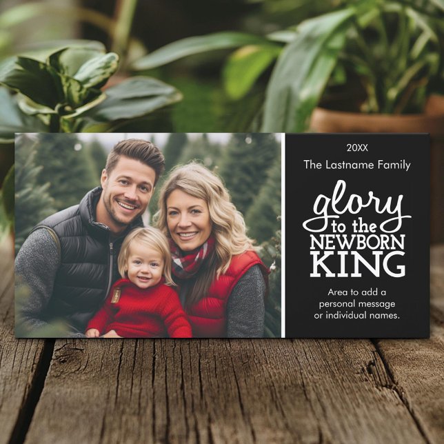 Cartes Pour Fêtes Annuelles Gloire au nouveau-né roi noir blanc - Photo (Create A Personal Holiday Photo Card)