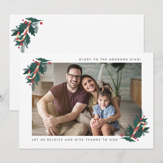 Cartes Pour Fêtes Annuelles Gloire au nouveau-né roi photo religieuse  (Devant / Derrière)