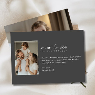 Cartes Pour Fêtes Annuelles Gloire chrétienne de Noël à Dieu Grey religieux