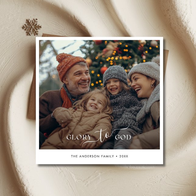 Cartes Pour Fêtes Annuelles Gloire Élégante À Dieu Photo de Noël Religieux (Créateur téléchargé)