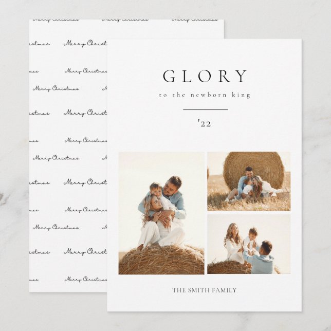 Cartes Pour Fêtes Annuelles Gloire simple au nouveau-né roi Noël Photo (Devant / Derrière)