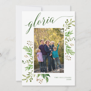 Cartes Pour Fêtes Annuelles Gloria Cadre de verdure Photo religieuse