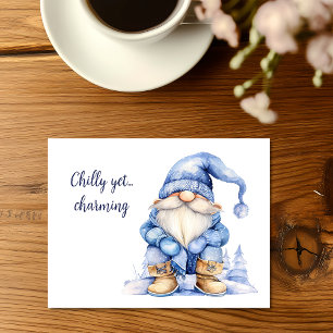 Cartes Pour Fêtes Annuelles Gnome Charmant et Froid