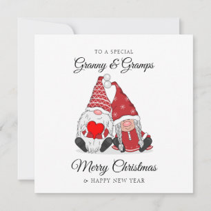 Cartes Pour Fêtes Annuelles Gnome Couple Granny & Gramps Noël