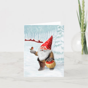 Cartes Pour Fêtes Annuelles Gnome dans le paysage scandinave