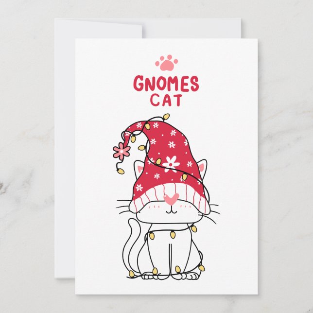 Cartes Pour Fêtes Annuelles Gnome de Noël Chat (Devant)