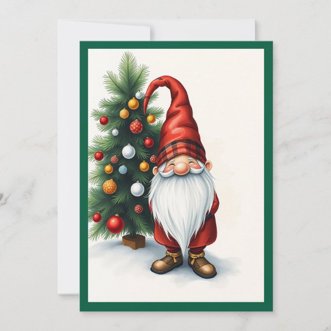 Cartes Pour Fêtes Annuelles Gnome Drôle Tendance Fantaisiste Fantastique Sans  (Devant)