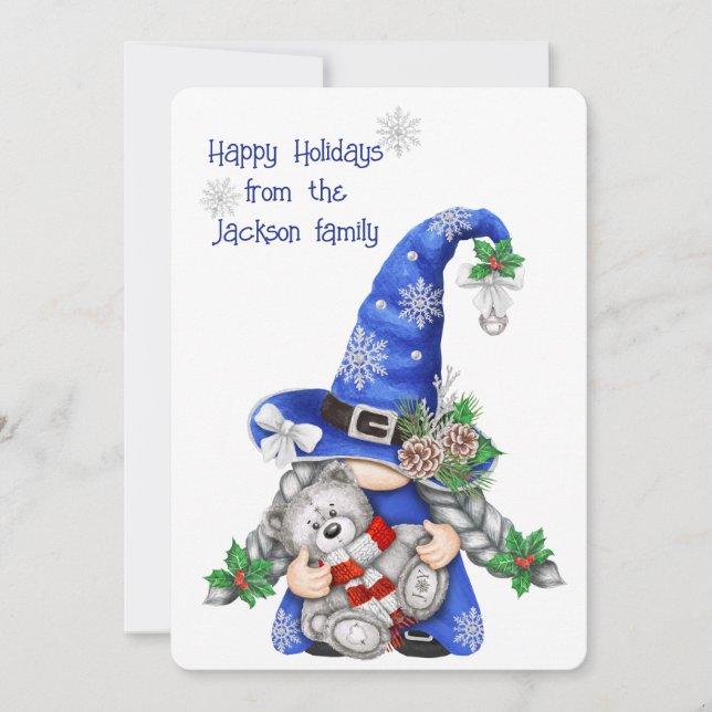 Cartes Pour Fêtes Annuelles Gnome du Christ bleu (Devant)