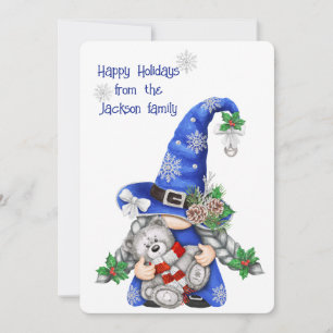 Cartes Pour Fêtes Annuelles Gnome du Christ bleu