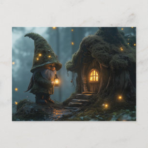 Cartes Pour Fêtes Annuelles Gnome enchantée au clair de lune : Imaginaire