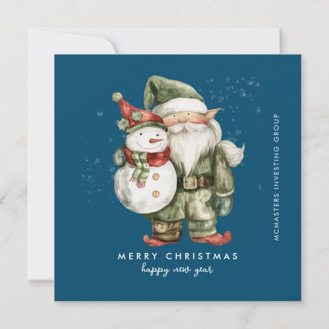 Cartes Pour Fêtes Annuelles Gnome et Snowman Joyeux Noël d'affaires Appartemen (Devant)