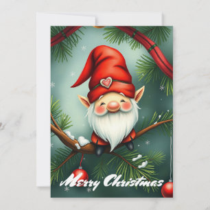 Cartes Pour Fêtes Annuelles Gnome Funny Imaginaire Whimsical branché Pas de ph