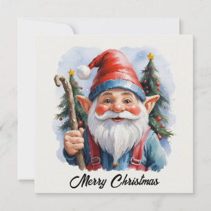 Cartes Pour Fêtes Annuelles Gnome Funny Imaginaire Whimsical tendance non phot