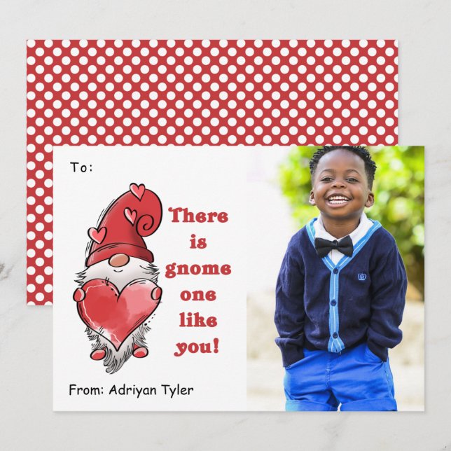 Cartes Pour Fêtes Annuelles Gnome One Like You Classroom Photo Saint Valentin (Devant / Derrière)
