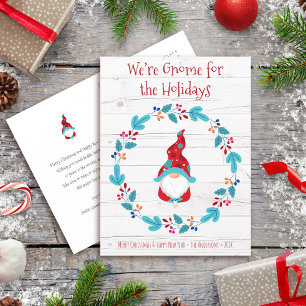 Cartes Pour Fêtes Annuelles Gnome pour les vacances Elfe mignon Fleur Wreath R