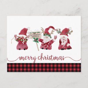 Cartes Pour Fêtes Annuelles Gnome Renneau Aquarelle Plaid Buffalo Noël