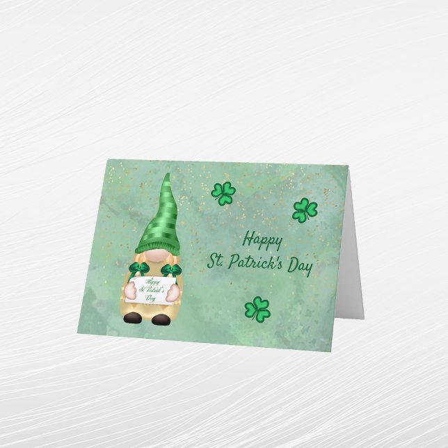 Cartes Pour Fêtes Annuelles Gnome Vert Or Trèfle Saint-Patrick (Créateur téléchargé)