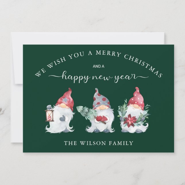 Cartes Pour Fêtes Annuelles Gnome We Wish You a Joyeux Noël (Devant)