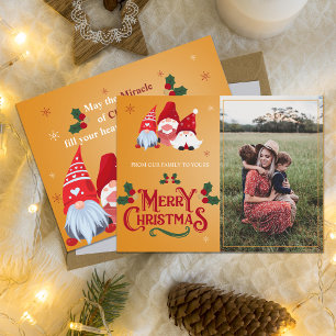 Cartes Pour Fêtes Annuelles Gnome Whimsical Famille de voeux Photo