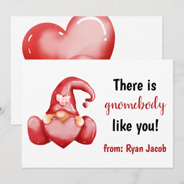 Cartes Pour Fêtes Annuelles Gnomebody Like You Cute Lote Valentine Day (Devant / Derrière)