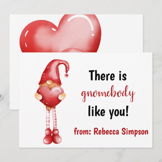 Cartes Pour Fêtes Annuelles Gnomebody Like You Cute Lote Valentine Day Holiday (Devant / Derrière)