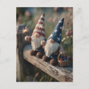 Cartes Pour Fêtes Annuelles Gnomes américains patriotiques avec des étincelant