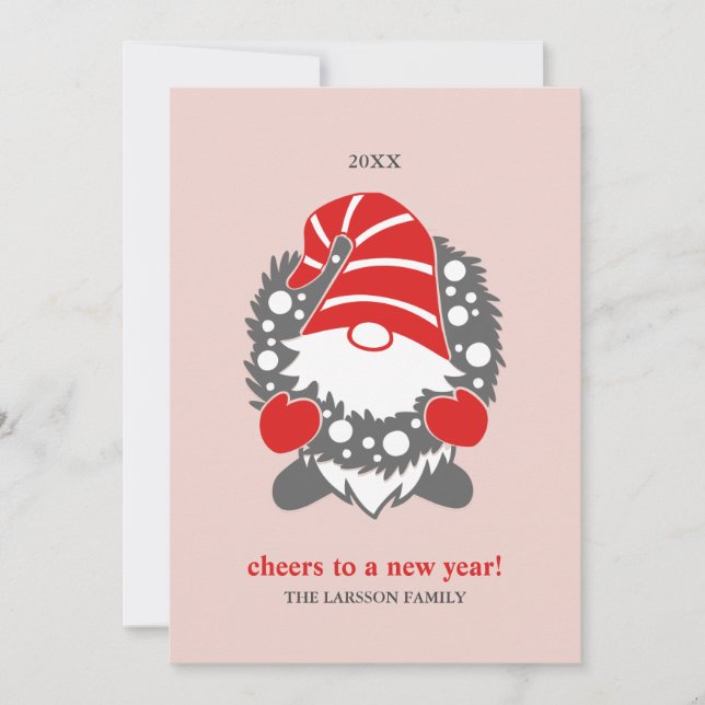 Cartes Pour Fêtes Annuelles Gnomes amusants | Blanc Noël Nouvel An 2 photo (Devant)