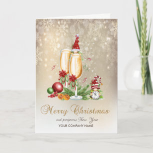 Cartes Pour Fêtes Annuelles Gnomes Boules de verre Champagne Snowflakes