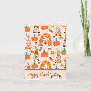 Cartes Pour Fêtes Annuelles Gnomes d'automne avec arc-en-ciel d'automne Thanks