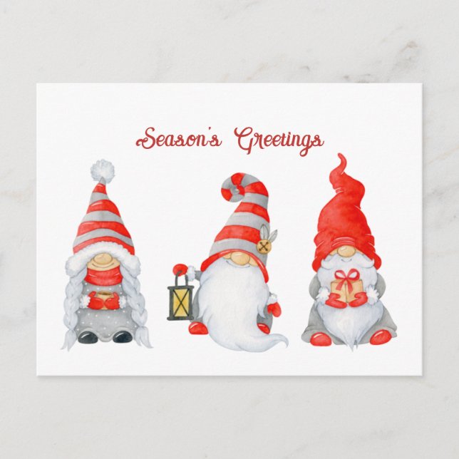 Cartes Pour Fêtes Annuelles Gnomes de Noël doux en hiver (Devant)