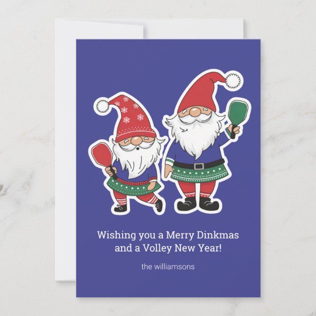 Cartes Pour Fêtes Annuelles Gnomes de Noël drôles de Pickleball, Texte personn (Devant)