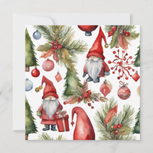 Cartes Pour Fêtes Annuelles Gnomes de Noël et ornements Aquarelle