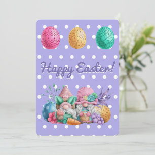 Cartes Pour Fêtes Annuelles Gnomes de Pâques mignons et oeufs de Pâques