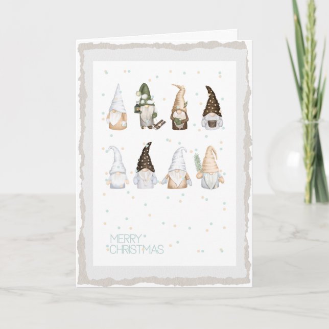 Cartes Pour Fêtes Annuelles Gnomes d'hiver scandinaves de Noël (Devant)