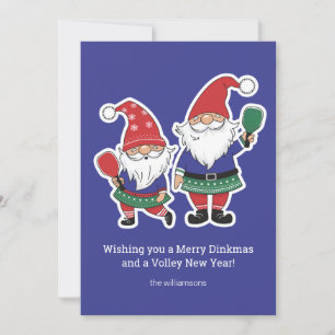 Cartes Pour Fêtes Annuelles Gnomes drôles de Noël de pickleball, Texte personn
