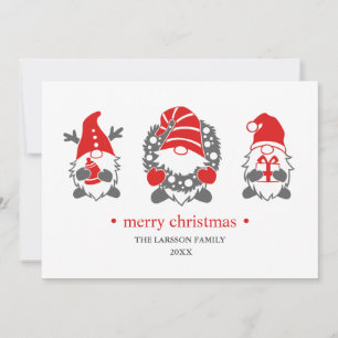 Cartes Pour Fêtes Annuelles Gnomes drôles   Vacances de Noël blanc  Photo