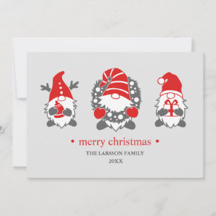 Cartes Pour Fêtes Annuelles Gnomes Drôles Vacances de Noël Grises Photo