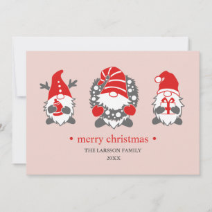 Cartes Pour Fêtes Annuelles Gnomes Drôles Vacances de Noël Rose Photo