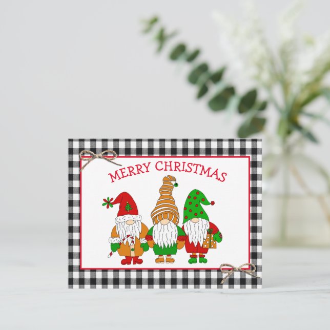 Cartes Pour Fêtes Annuelles Gnomes Festif Whimsical Personnalisé Noël Ho (Debout devant)