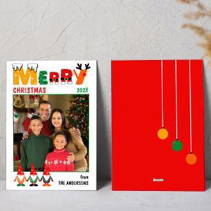 Cartes Pour Fêtes Annuelles Gnomes joyeux et colorés Joyeux Noël Une photo