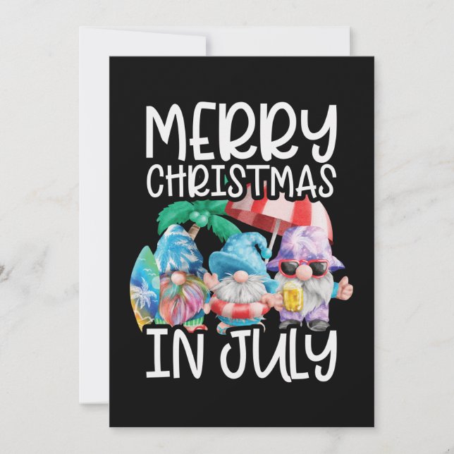 Cartes Pour Fêtes Annuelles Gnomes Joyeux Noël en Juillet Tropical (Devant)