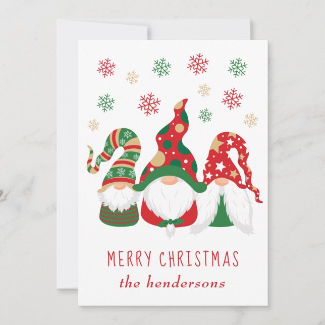Cartes Pour Fêtes Annuelles Gnomes mignons Joyeux Noël (Devant)