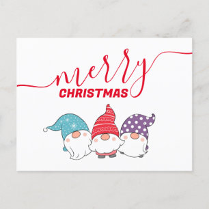 Cartes Pour Fêtes Annuelles Gnomes mignons Joyeux Noël Calligraphie Script