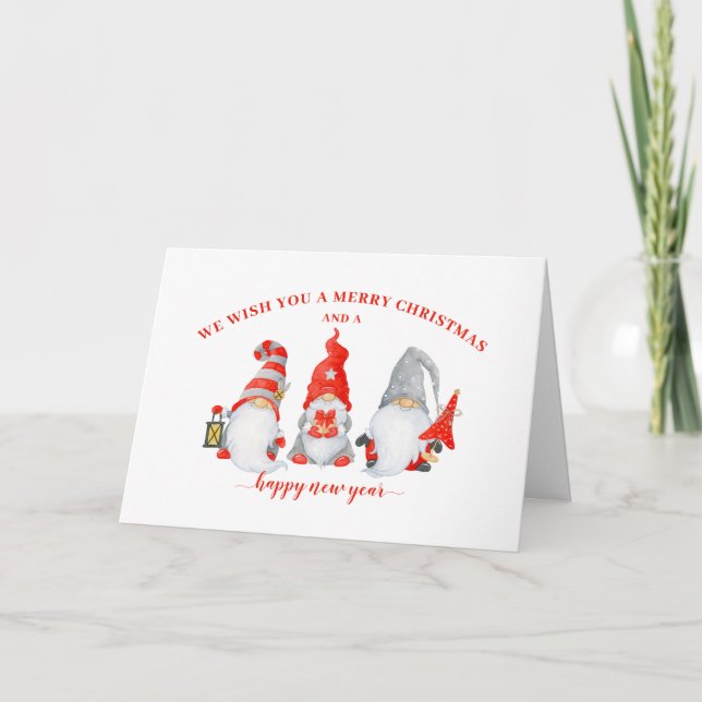 Cartes Pour Fêtes Annuelles Gnomes mignons Noël personnalisé (Devant)