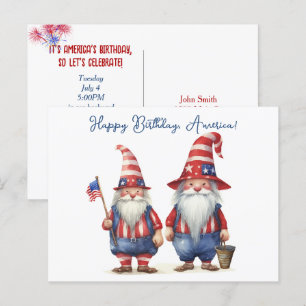 Cartes Pour Fêtes Annuelles Gnomes patriotiques américains