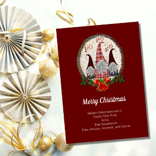 Cartes Pour Fêtes Annuelles Gnomes Red Burgundy Rustic Christmas
