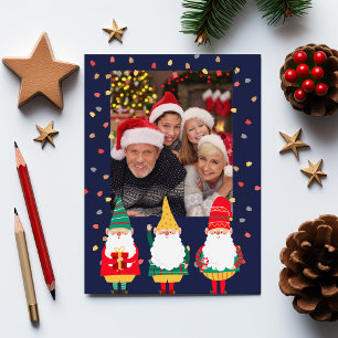 Cartes Pour Fêtes Annuelles Gnomes Whimsical Une photo Joyeux Noël