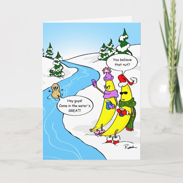 Cartes Pour Fêtes Annuelles Go Bananes Nage Nut Drôle Noël (Devant)