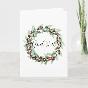Cartes Pour Fêtes Annuelles God Jul, couronne suédoise de Noël